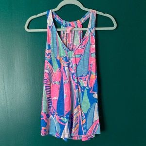 Lilly Pulitzer Sail RacerBack Tank Blue and Pink - XS